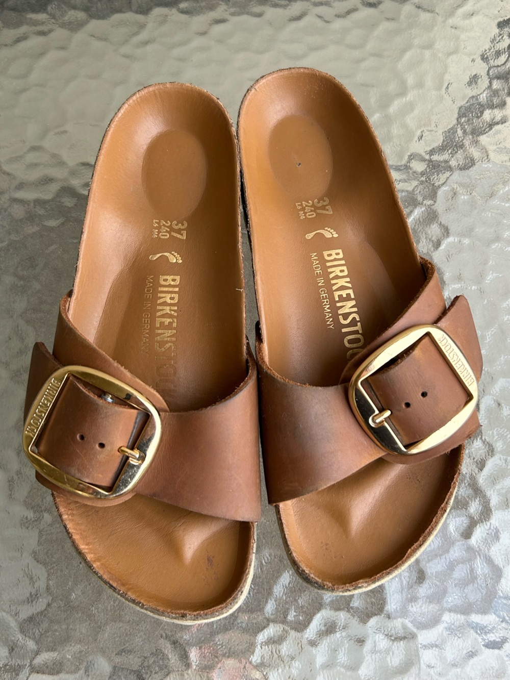 Womens BIRKENSTOCK Madrid BIG BUCKLE Oiled Leather Slide Sandals sz 37 US 6